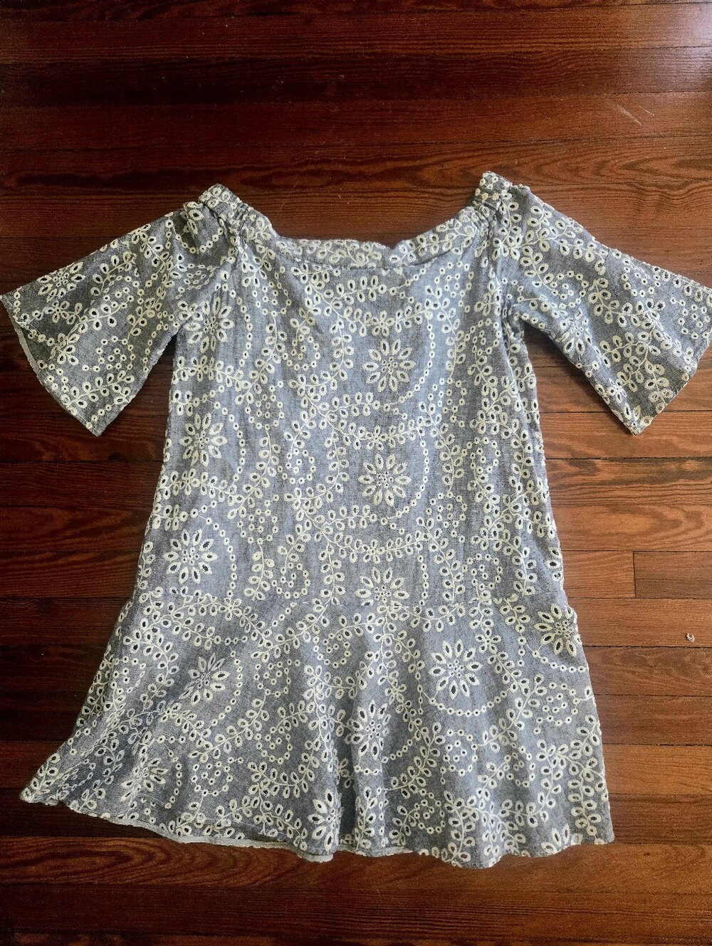 Prose & Poetry Eyelet Off-The-Shoulder Mini Shift Dress